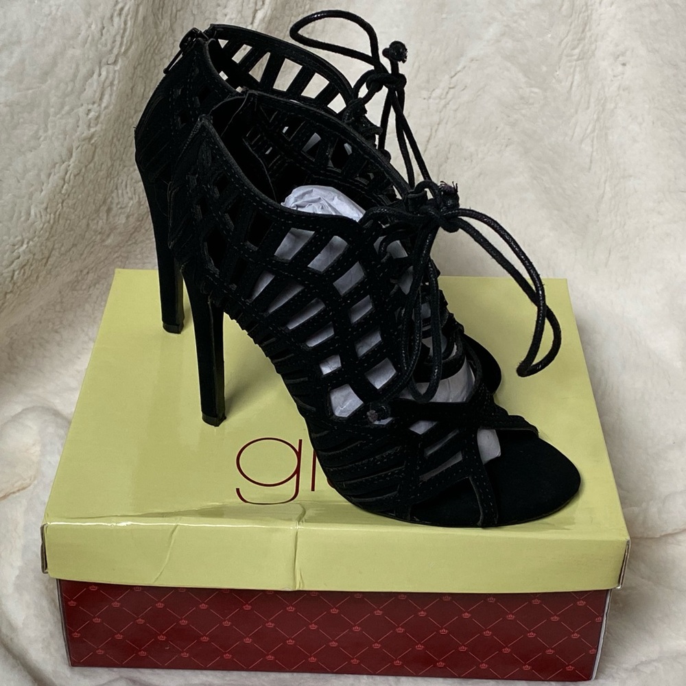 Glaze “Charlie” black bootie heels